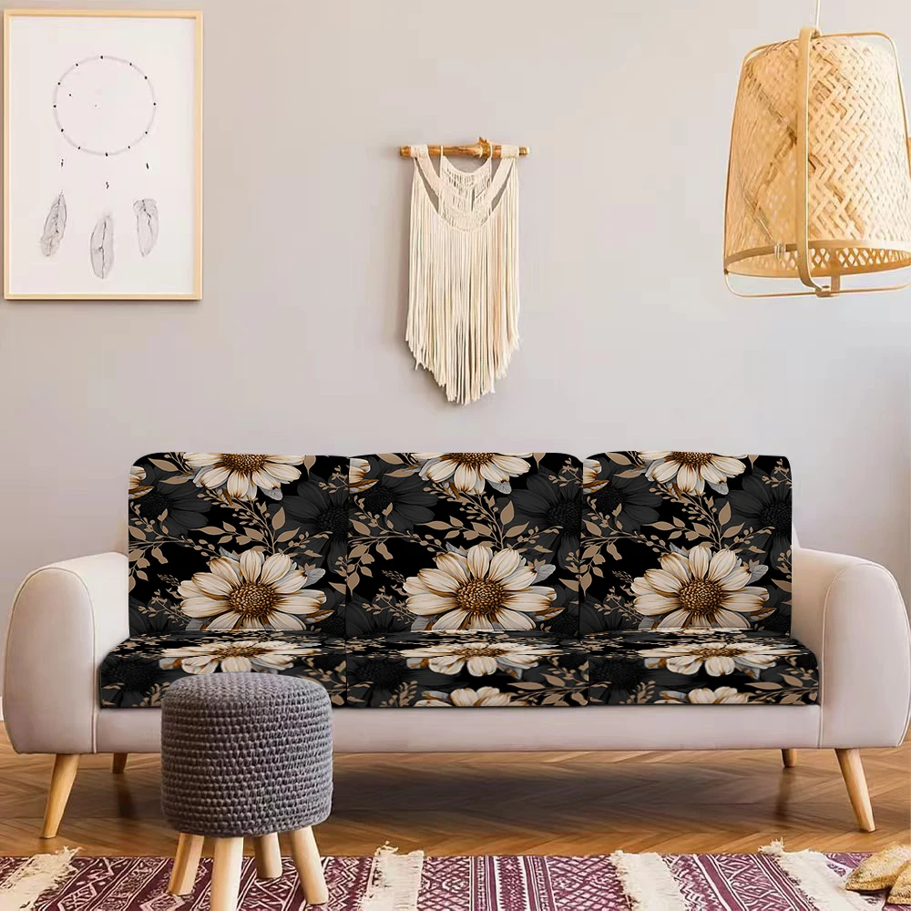 Summer Outdoor Sofa Cover, Floral Printed Milk Silk Couch Slipcover, Universal for Living Room Bedroom Garden