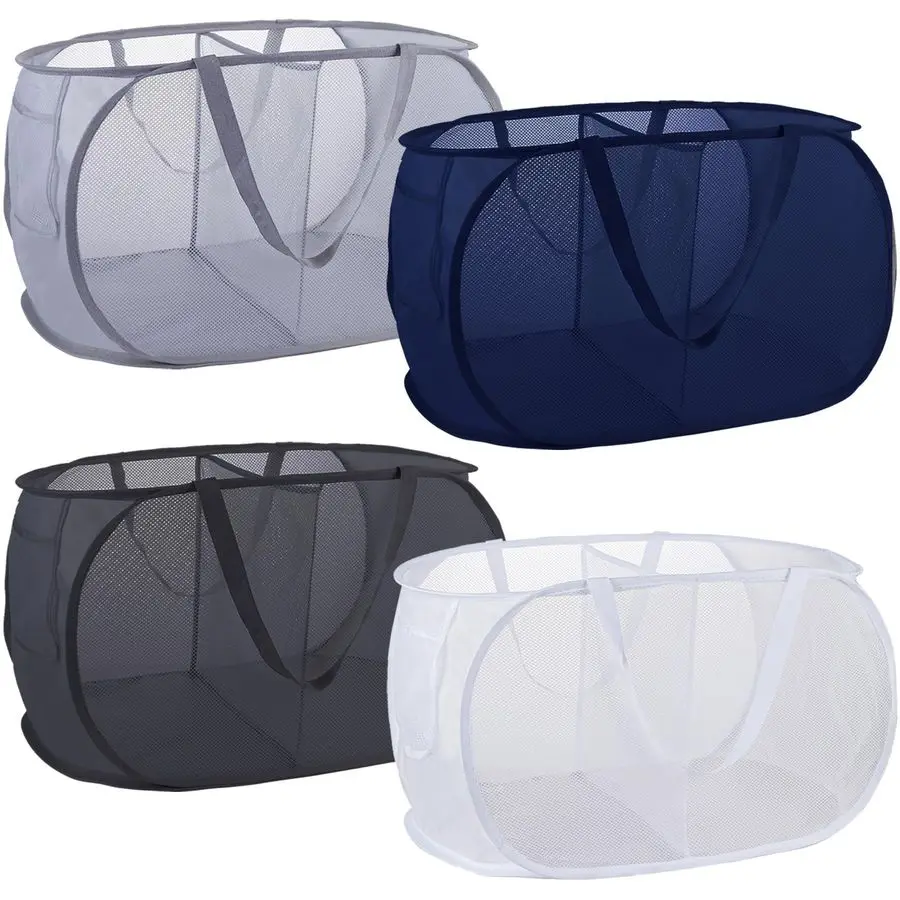 

Складные корзины для белья с двумя отделениями, сетчатая корзина-органайзер с удобными ручками для переноски, складная корзина для белья для коллекции Colle