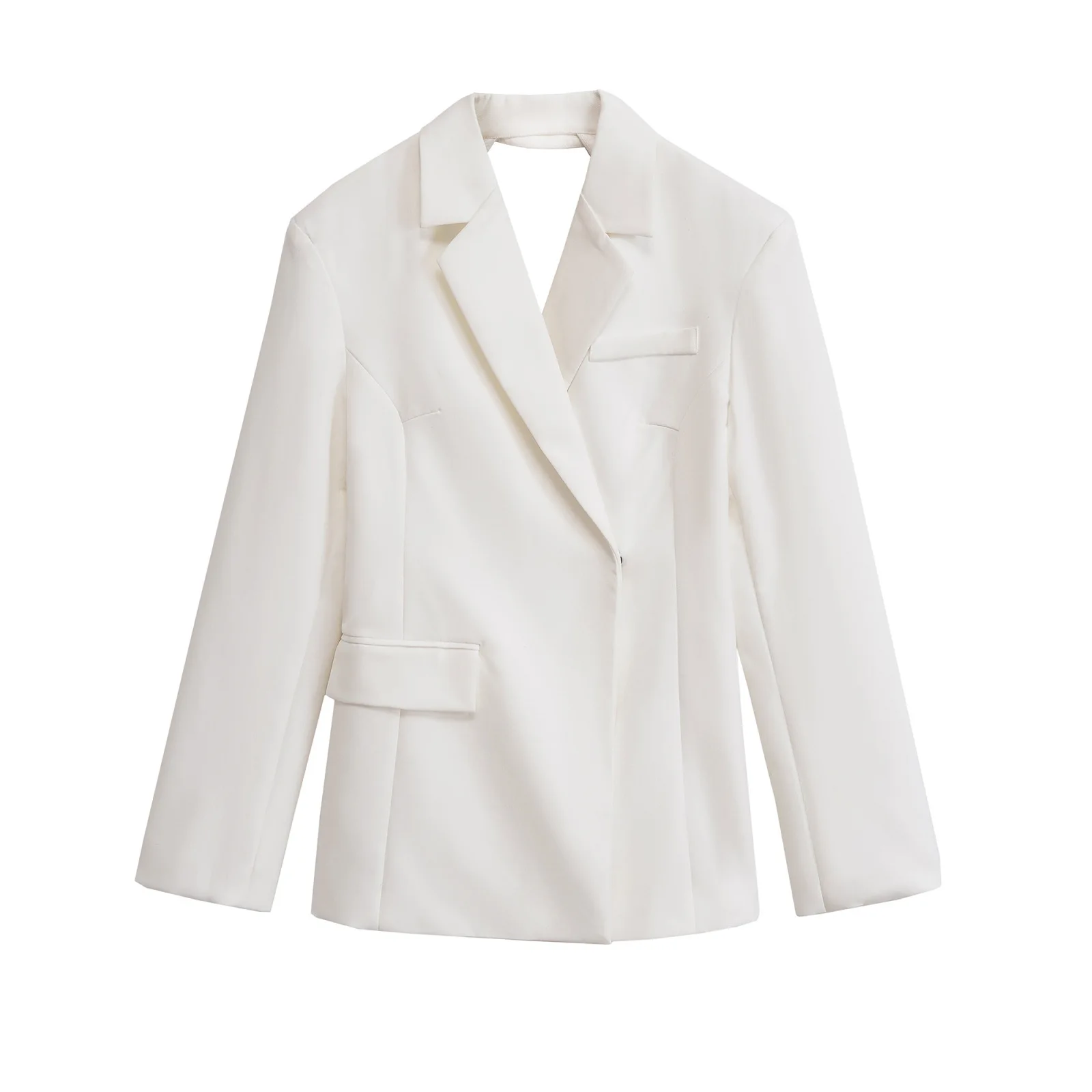 

Autumn 2025 White Long Sleeve Work Office Blazer Sexy Back Cutout Design Coat Personality and Fashion Women's Jacket