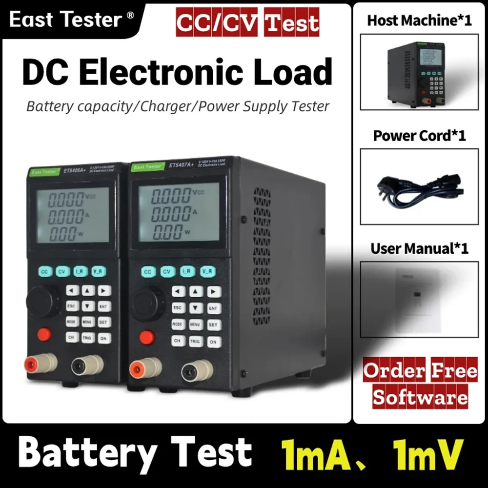 

East Tester ET5406A+/ET5407A+ 200W 120V 180V 20A 30A Programmable DC Electronic Load tester 1mV/1mA Battery Tester for CC/CV