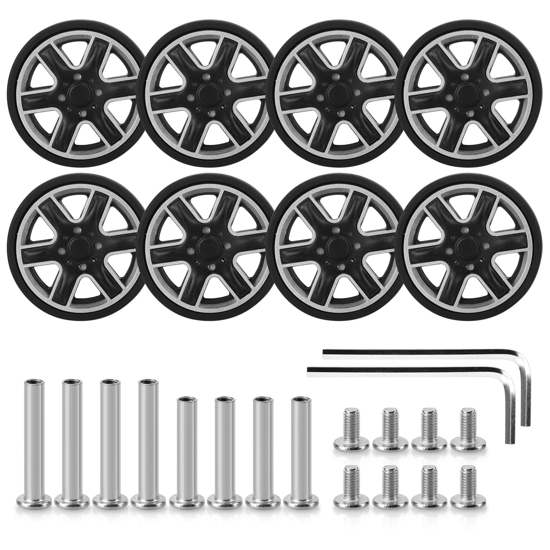 

GUGULUZA 8Pcs Luggage Wheels Replacement with Screw Travel Suitcase Wheel Replacement Parts Diameter 55mm Casters Repair Wheel