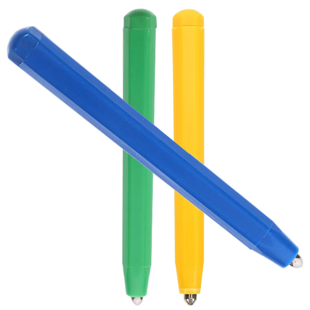 Juego de bolígrafos de dibujo magnéticos, lápiz óptico de repuesto verde y amarillo para tablero de escritura, suministros de plástico portátiles, 3 uds.