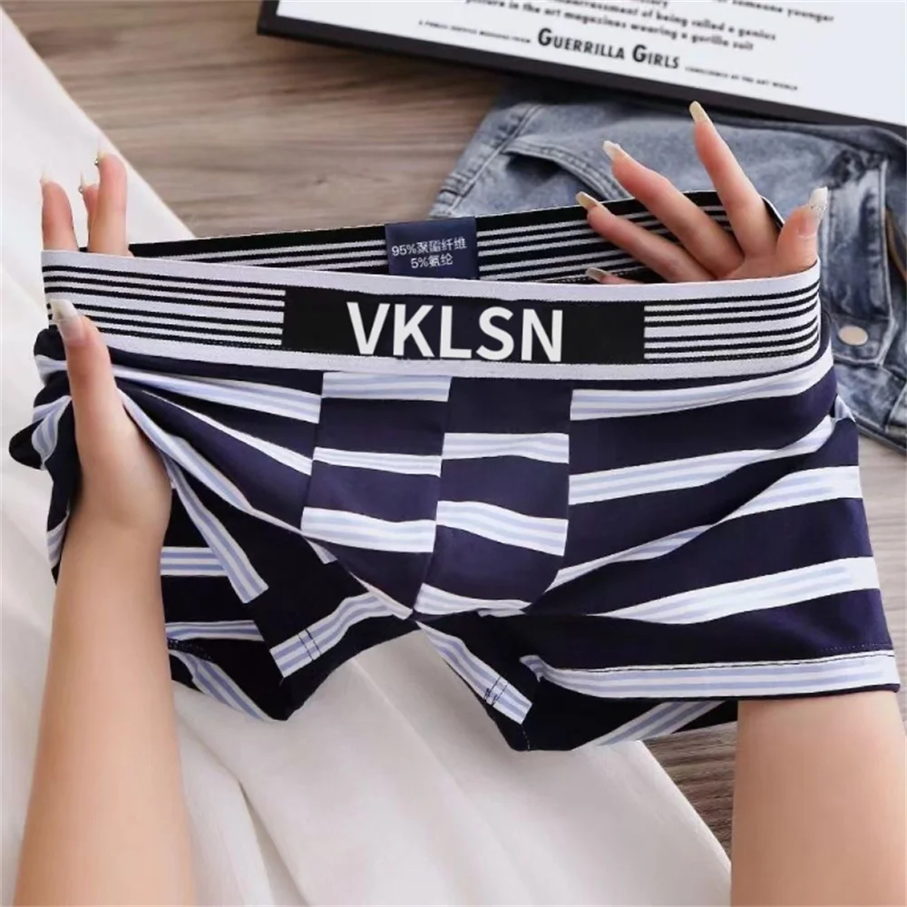 1 pcs Men\'s Underpants Mens Underwear Stripe Printed BoxerShorts Breathable Comfortable Underwear For Men Panties Briefs