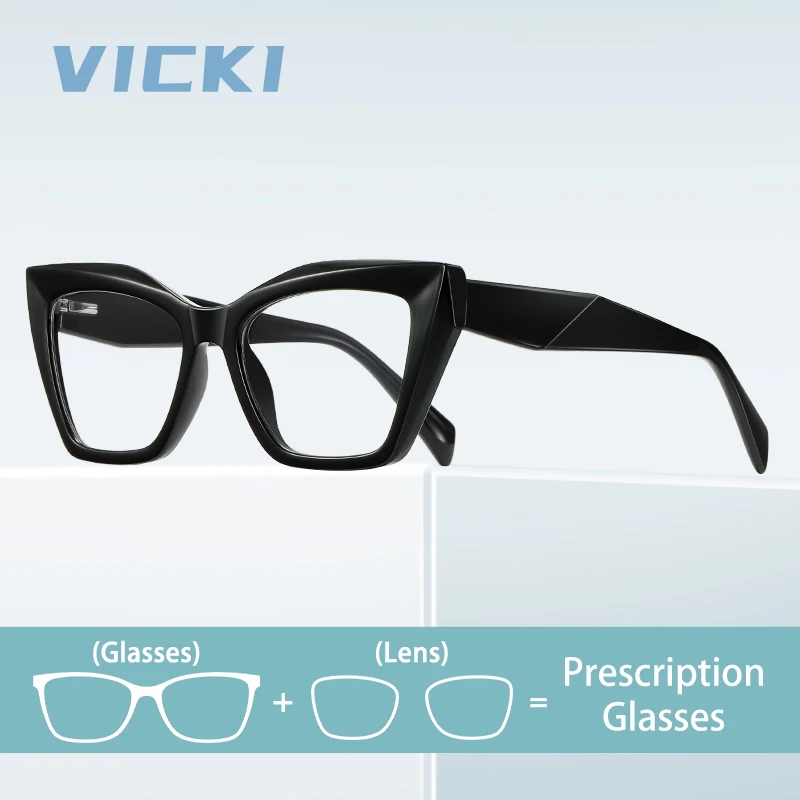 

VICKI Cat Eye Rectangular Thick Frame Lady Anti-Blue Light Can Be Customized Prescription Photochromic Six Colors PFD2167