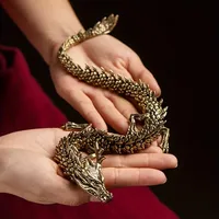 3D Dragon Statue Ornament Moveable Body Joints Antique Brass Lucky Dragon Desktop Office Ornament Crafts Home Decoration Gifts