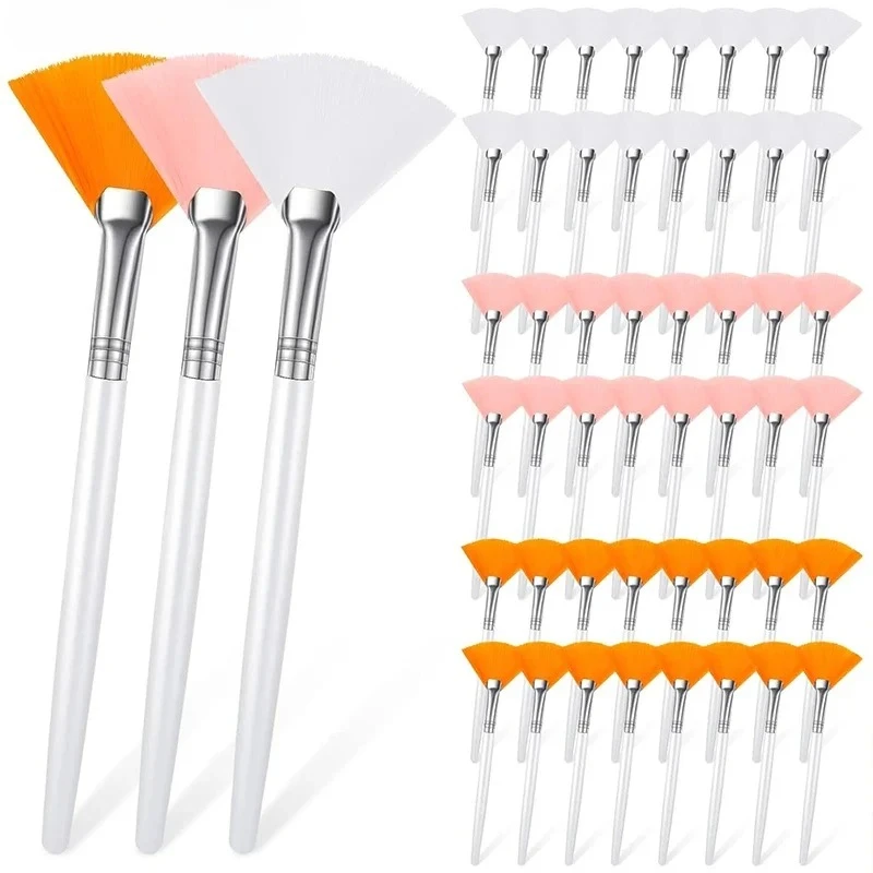 3/6/12pcs Practical Facial Brushes Fan Shape Brush Flat Head Face Mask Applicator Soft Portable Mask Brushes Cosmetic Tools