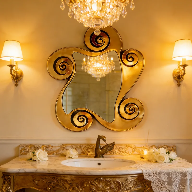 French creative background wall entrance wall art mirror American special-shaped makeup mirror retro high-end decorative mirror
