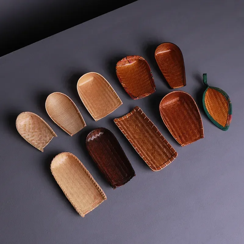 Bamboo Tea Shovel Small Dustpan Handwoven Tea Appreciation Tool Bamboo Handicrafts Old Tea Accessories Model