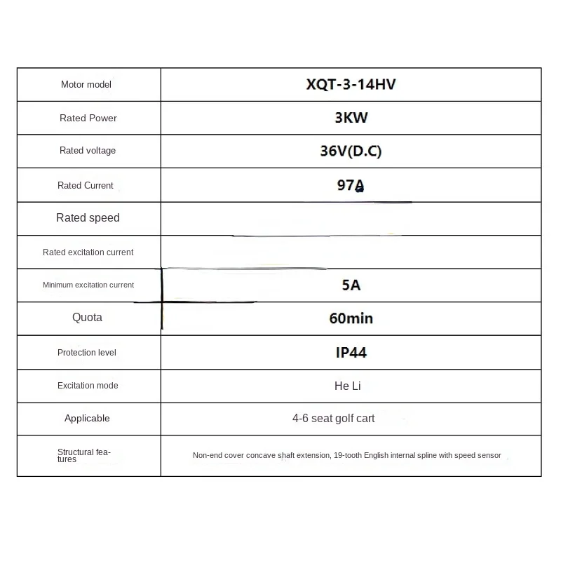 Applicable to Electric Golf Cart DC Motor Masil Lvtong Ezgo Yiwei Motor HS XQT-3-14HV