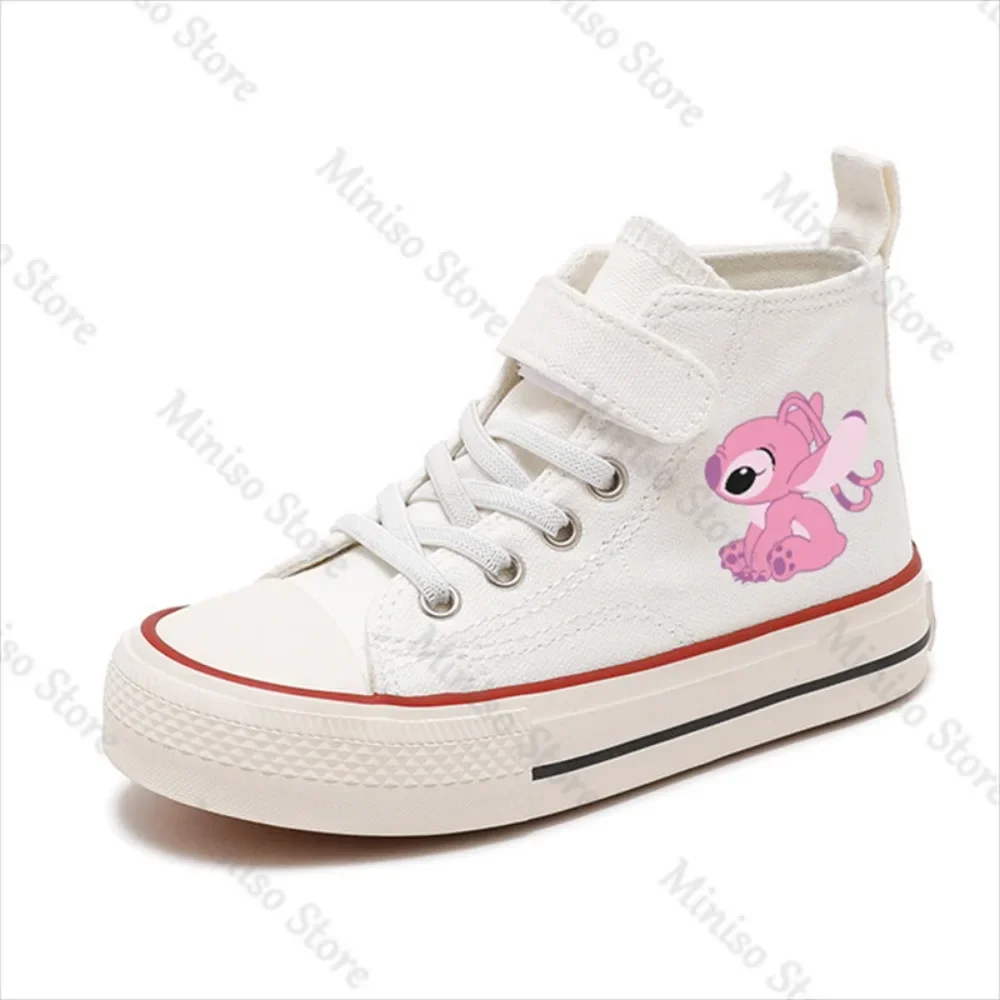 Jolies chaussures en toile de dessin animé pour enfants, chaussures de sport décontractées pour garçons et filles, chaussures de tennis montantes pour enfants, impression CAN o Stitch