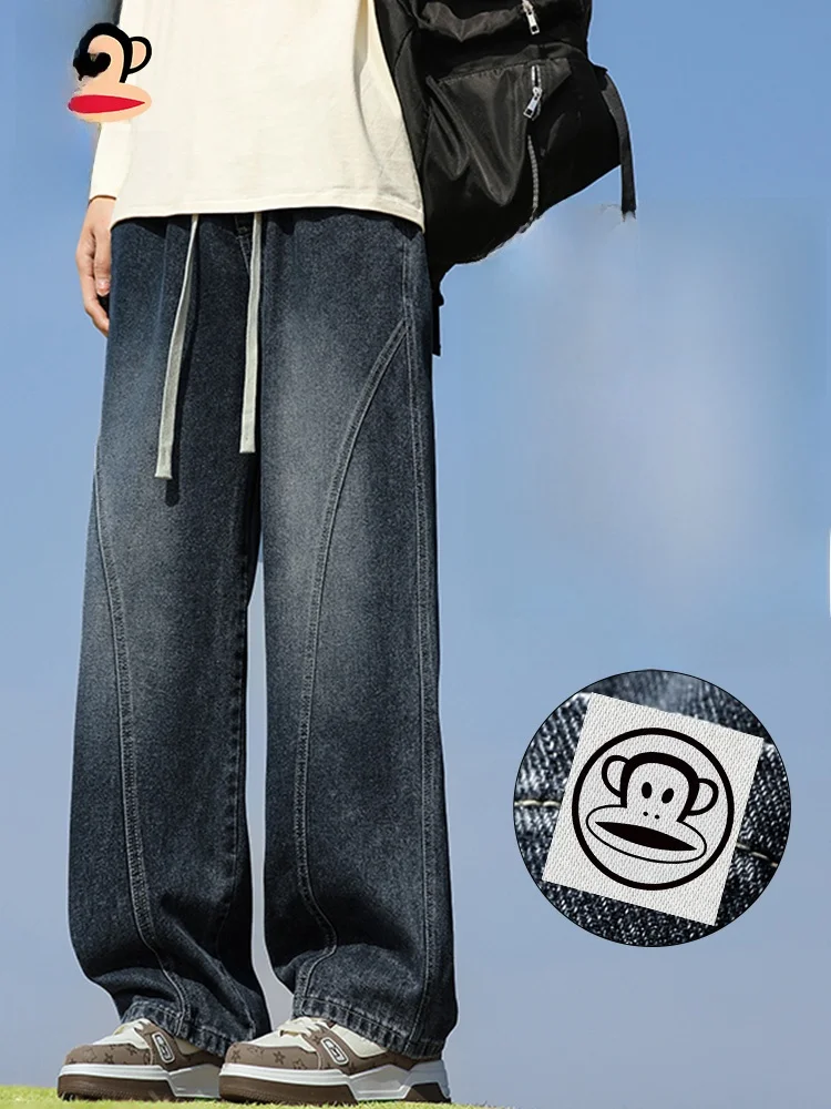 

Джинсы PaulFrank в американском ретро-стиле, мужские повседневные свободные прямые джинсы, молодежные, модные, из смесового хлопка и полиэстера, летние