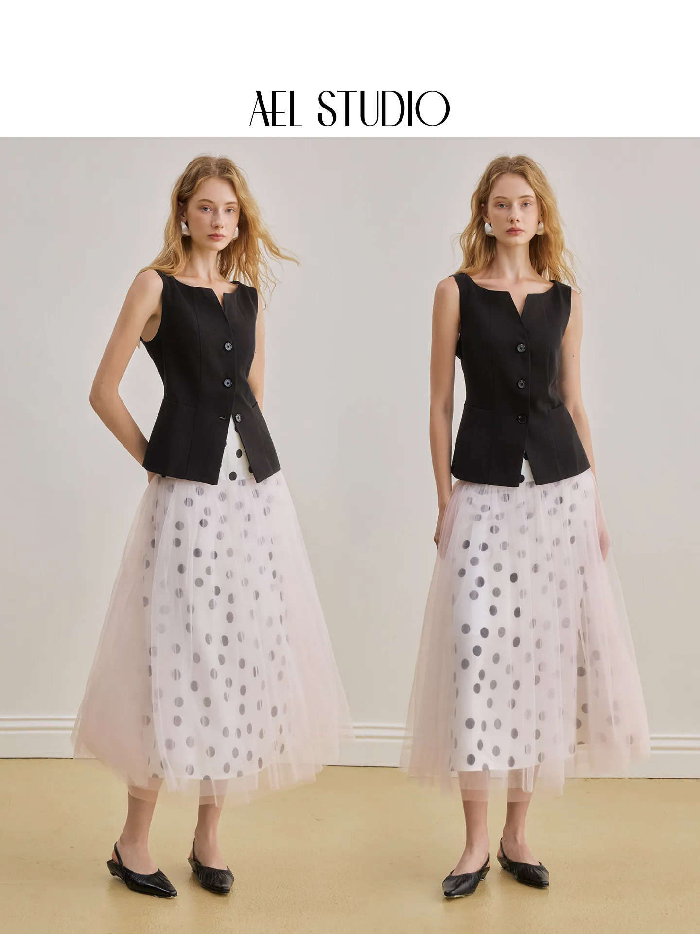 AEL Original Französischer Eleganter A-Linien-Rock 2026 Neuer Sommer-Mesh-Rock mit lockerem Polka-Dot-Muster für Damen – Detail 4