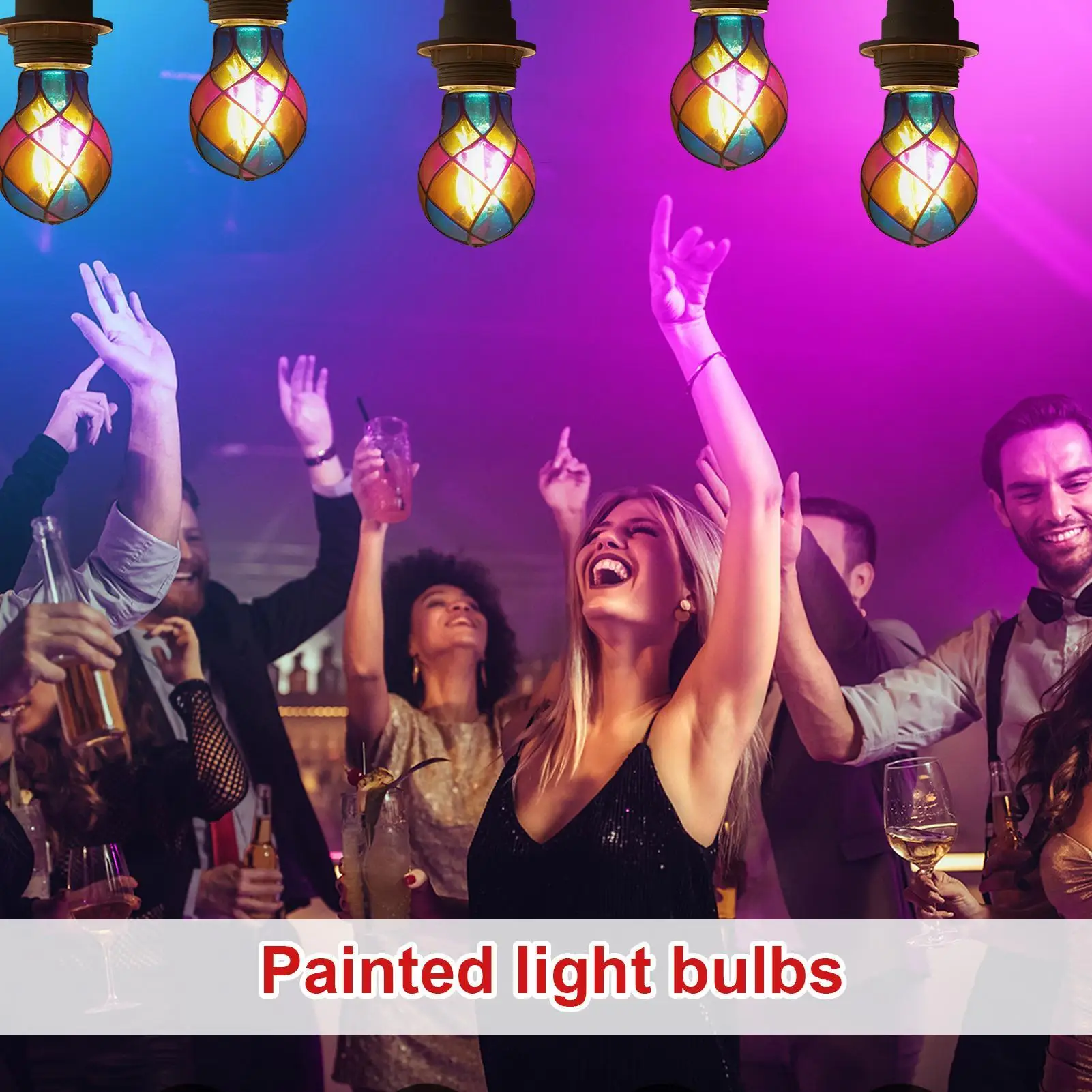 الزجاج الملون ضوء لمبة E26 E26 قاعدة 4 واط 120 فولت LED لمبة ملونة إضاءة رومانسية لحفلة الهالوين احتفالية أباجورة داخلي #4