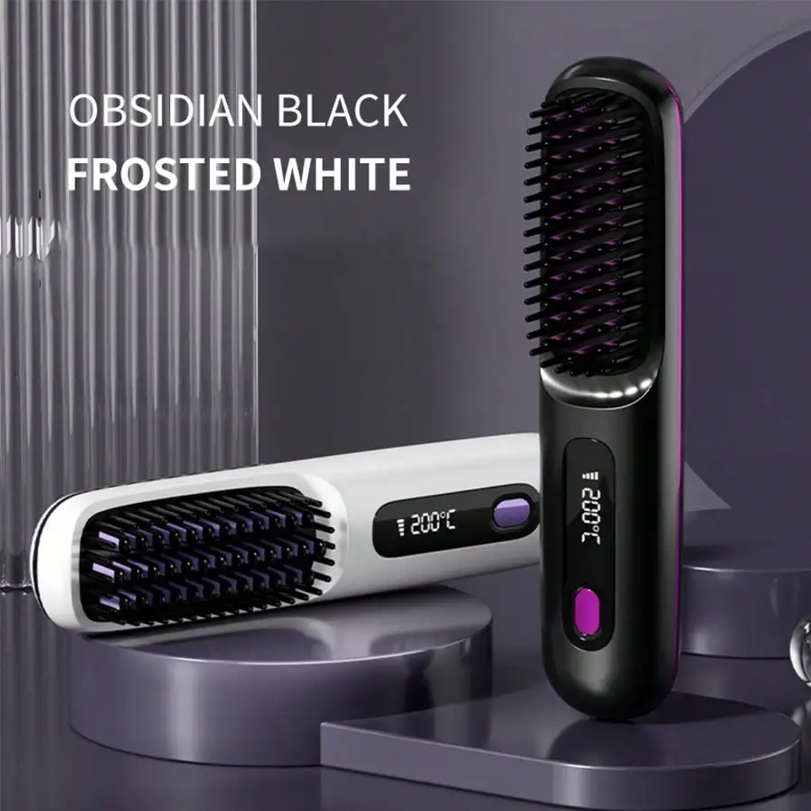 Cordless Hair Straightener, Portable Negative Ion Hot Comb, USB Charging, Fast Heating 3 Temperature Settings, Anti-Scalding - view 3