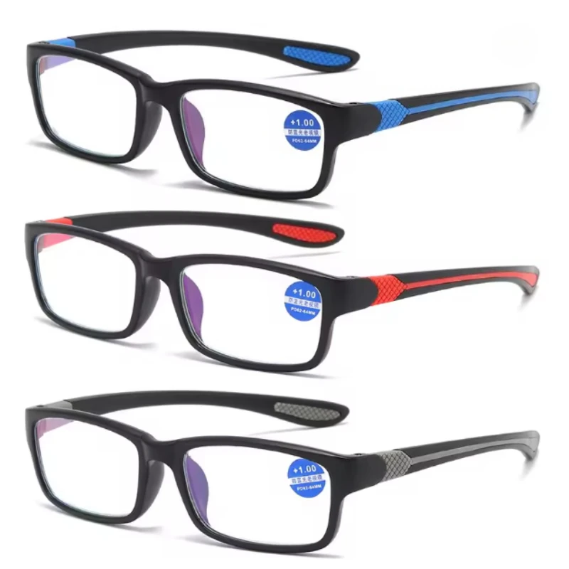 3 قطع من نظارات قصر النظر الشيخوخي عالية الدقة مضادة للضوء الأزرق، نظارات قراءة خفيفة للغاية، نظارات رياضية مريحة مضادة للانزلاق