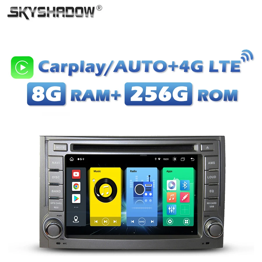 4G SIM DSP Carplay Auto Android 13.0 8G+256G Car DVD Player GPS Map Radio wifi Bluetooth For Hyundai H1 Grand Starex 2007-2012