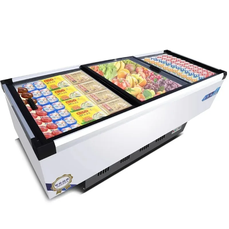 

Deep-body island cabinet Commercial large-capacity supermarket European-style freezer Horizontal glass door Air-cooled