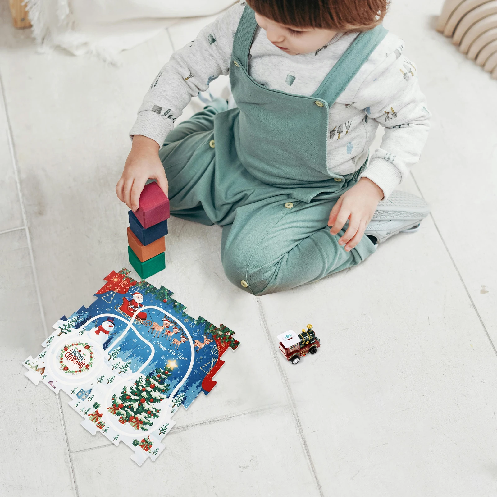 

Train Toys Assembling Track Diy Christmas Puzzle Christmas-theme Xmas Plastic Child