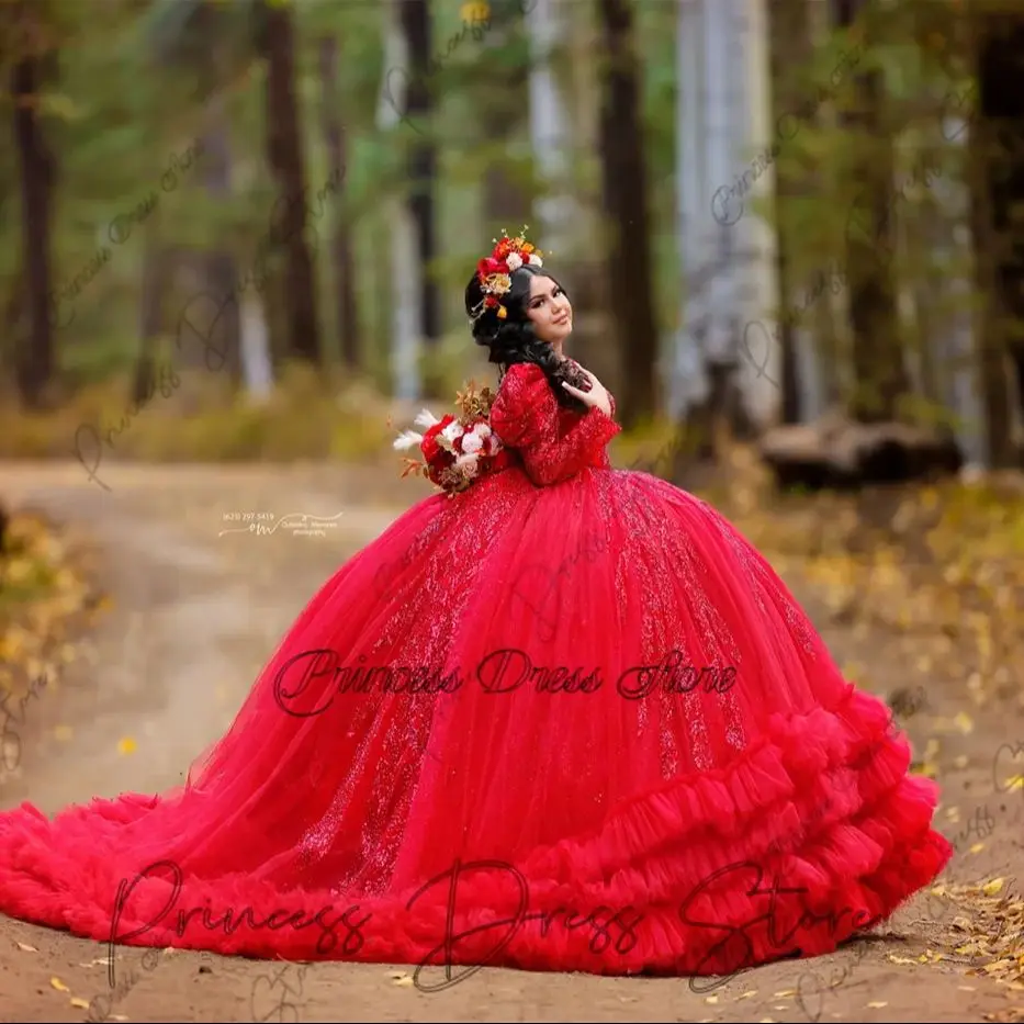 

Glitter Quinceanera Dress Ball Gown 2025 Applique Beaded Tiered Ruffles Sweet 16 Vestidos De 15 Anos Customized Birthday Gowns