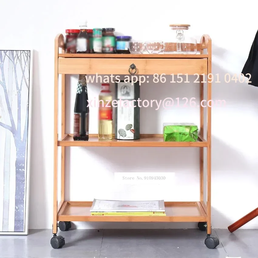 

Customizable New Movable Dining Trolley 3/4 Layer Tea Dining Cart Small Living Room Side Cabinet Beauty Salon Trolley