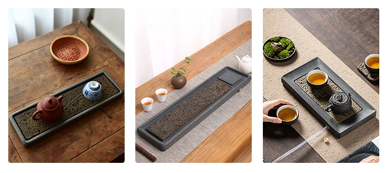 Tee Tablett Naturstein Vulkanischer Basalt Handgeschnitzt Lingzhi Ruyi Trockene Teezeremonie Wabi-Sabi Zen Kung Fu Gongfu Deko Haus Geschenk Teeliebhaber – Detail 10