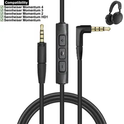 OFC Replacement Aux 3.5mm PVC Cable Extension Cord For Sennheiser Momentum 4 3 2 1 4.0 3.0 2.0 1.0 HD1 Over On Ear Headphones