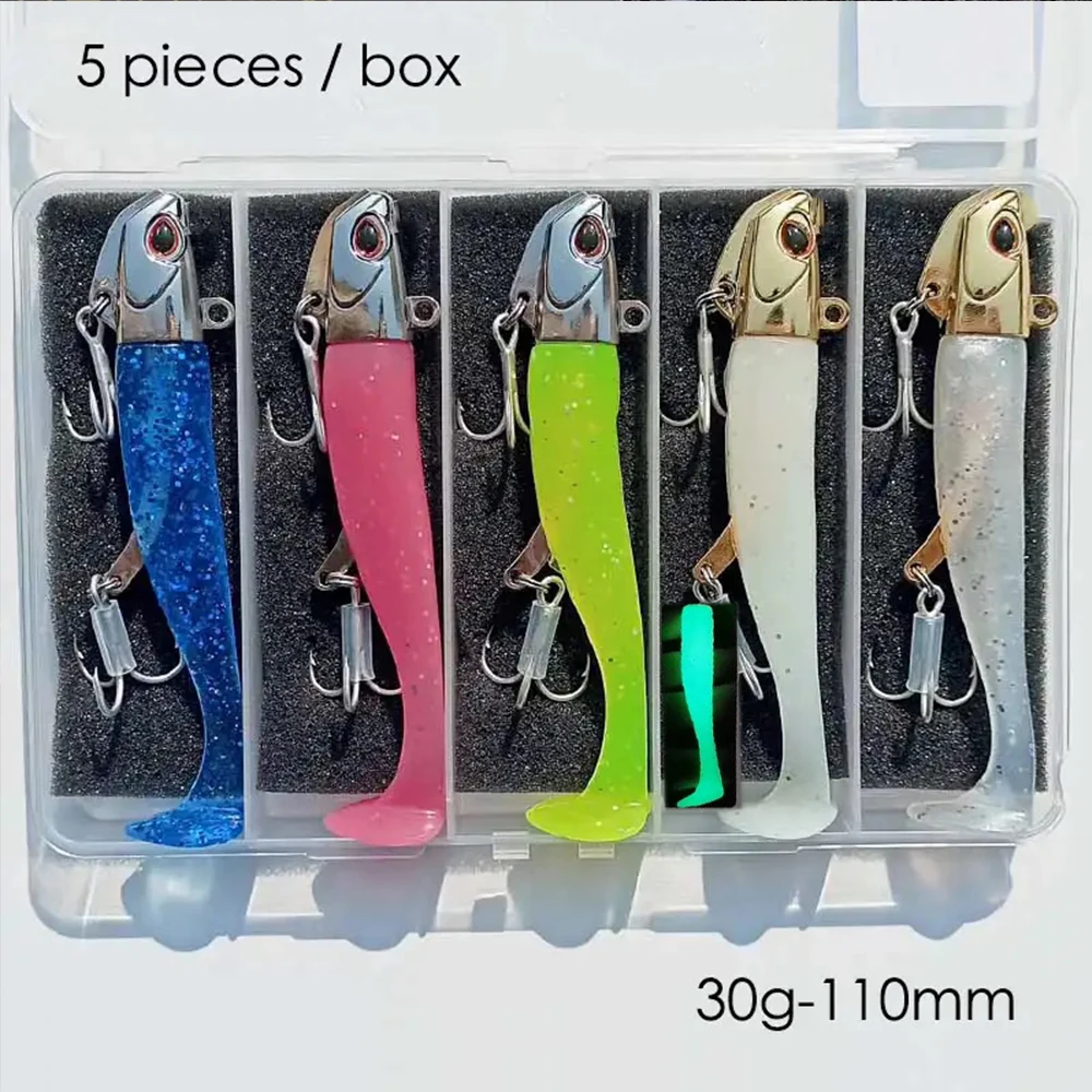 5 pçs 24g/105mm artificial macio isca lumious/brilhante cavala mar bala baixo snapper isca de pesca wobblers swimbait jigging iscas