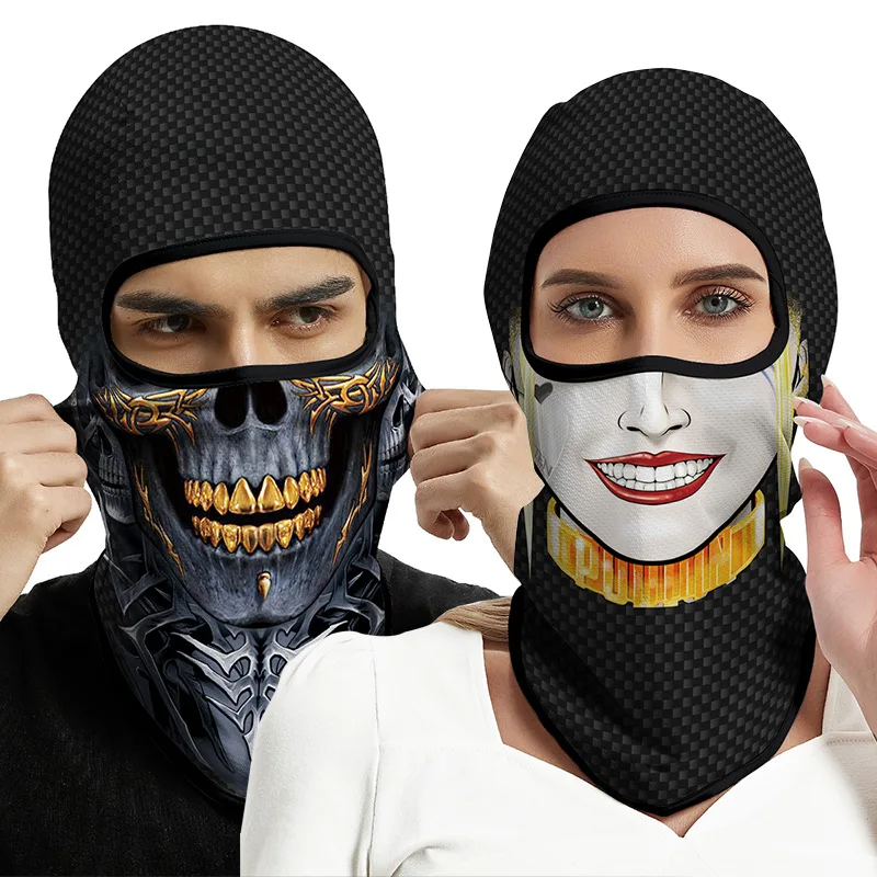 

New 3D Skull Balaclava Motorcycle Face Cover Ski Mask Clown Funny Headwear Outdoor Multifunction Head Face Neck Warmer Bandana