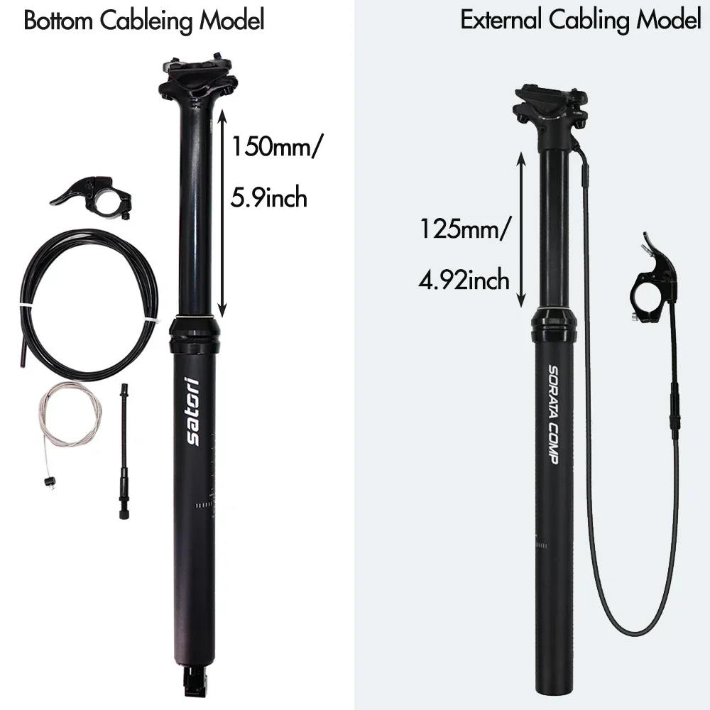 SATORI MTB Bike Dropper Seatpost Adjustable Height 150 125mm Sorata Pro Internal External Cable Routing 30.9 31.6mm