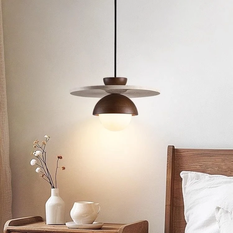 2026 Denmark Creative Led Chandelier Walnut Wood Pendant Light Hanging Lights Bedside Small Lighting Fixtures Indoor Home Decor