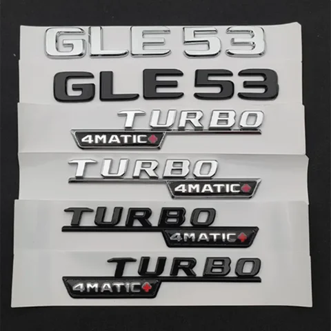 3d ABS Black GLE53 Logo Letters Car Trunk Badge Fender TURBO 4MATIC Emblem Sticker For Mercedes GLE53 AMG W166 W167 Accessories