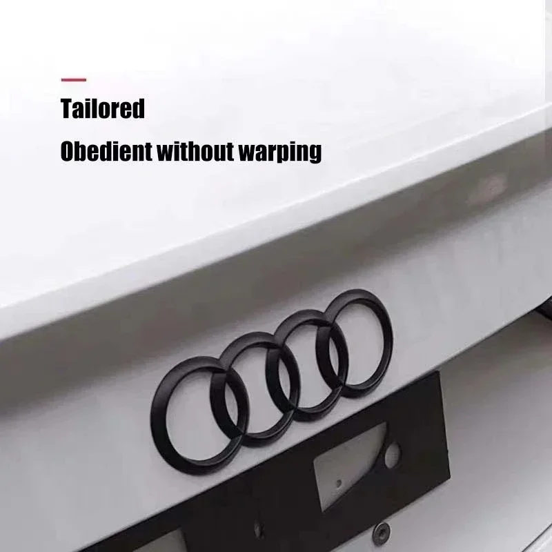 For Audi A4 A3 A5 A6 A7 A8 Q3 Q5 Q7 Q8 Car Logo Cover 2Pcs ABS Four Ring Front Grille Badge Rear Trunk Emblem Decal Accessories