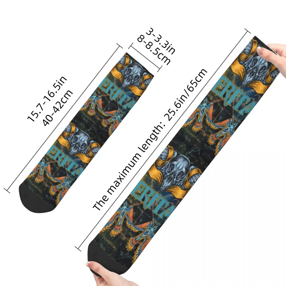 Retro Veritas Men's Socks Grunge Skulls Unisex Street Style Seamless Printed Funny Crew Sock Gift