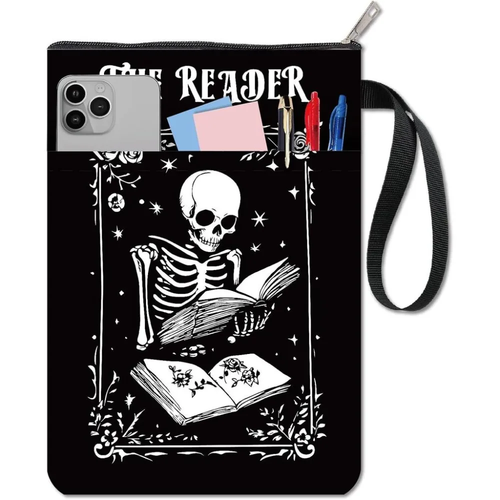 Book Covers Black Book Protector Gothic Book Sleeve for Paperbacks Washable Fabric Cloth Book Cover with Zipper and Pocket