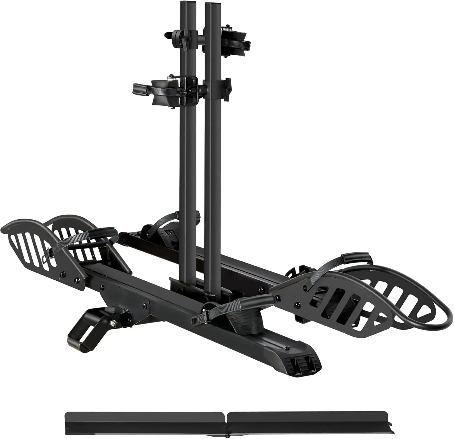 Foldable 2-Bike Rack with Ramp, 200 lbs Capacity, Hitch Mount for Cars SUVs Vans RVs