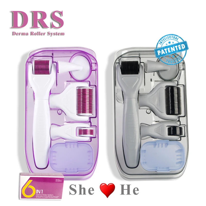 Original DRS 6 In 1 Derma Roller Needle Microdermabrasion Professional Facial Roller Microneedle Kit for Skin Care Rejuvenation