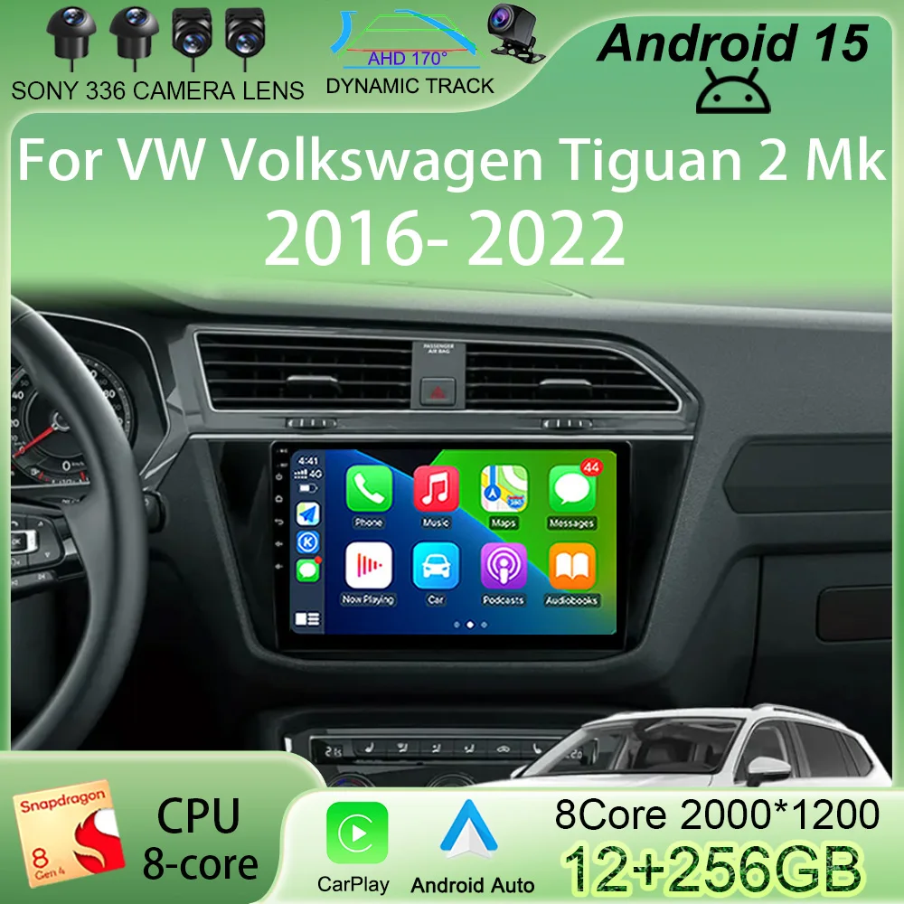 

4G LTE All Car Radio Android 15 For VW Volkswagen Tiguan 2 Mk 2016-2022 Multimedia Player GPS Carplay Audio 2din Head NO DVD