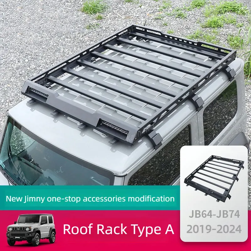 

Off Road 4x4 Car Modification Accessories Aluminum Roof Rack Box Luggage Rack For 2019+ SUZUKI Jimny JB64 JB74 LED Spotlights