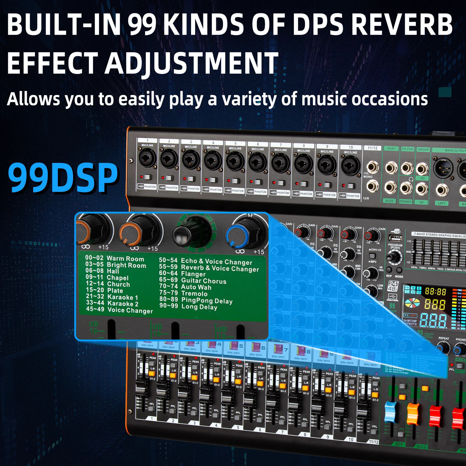 TC12 Professional 12 Channel Mixing Console Audio Sound Cards Mixers DJ Controller/Audio Console Mixer