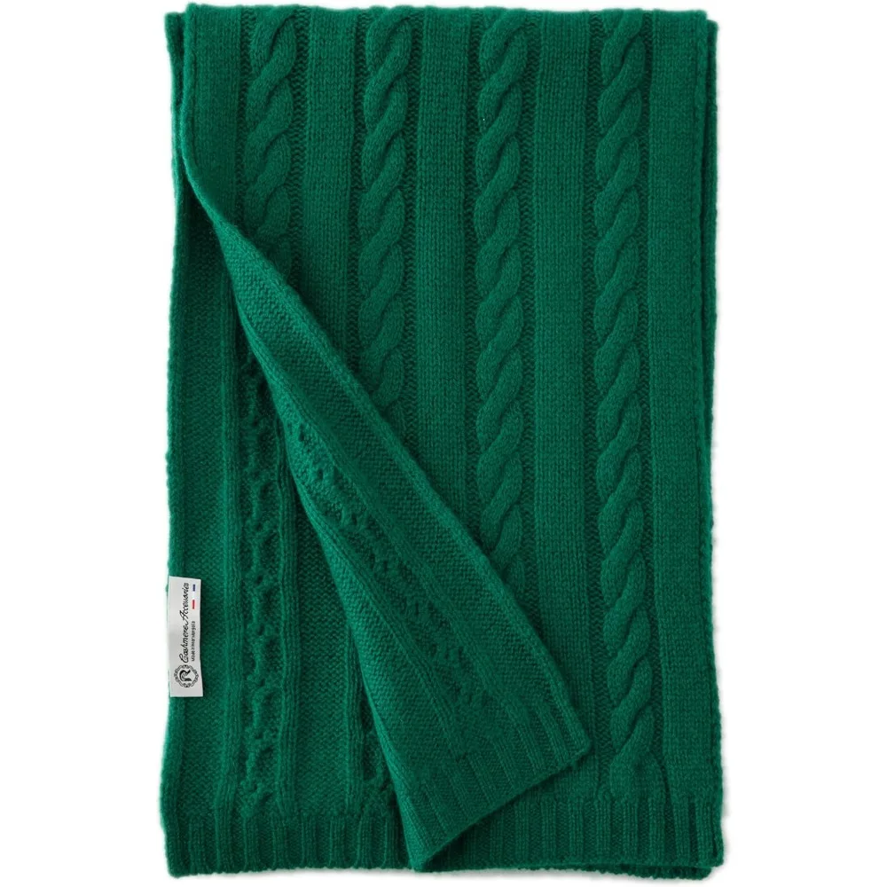 وشاح نسائي فاخر خفيف الوزن مصنوع من الكشمير بنسبة 100% مع نمط غرزة كابل وصندوق هدايا للدفء الناعم