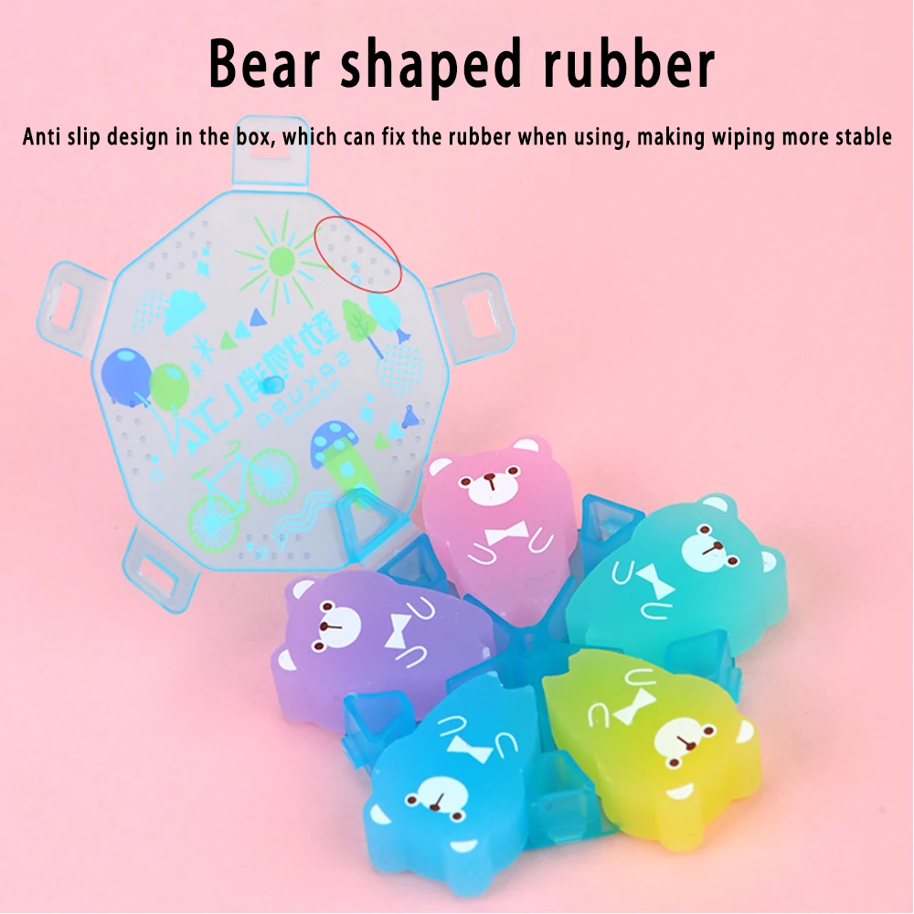 1 Piece of Japanese SAKURA Cherry Palace Color Bear Jelly Sandwich Eraser Creative Cute Cartoon Detachable Eraser