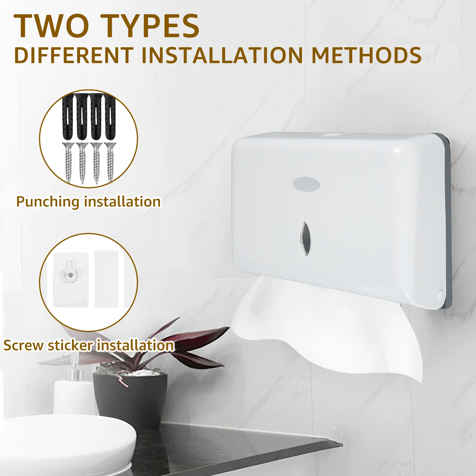 Wall-Mount Paper Towel Dispenser Punch Free Toilet Tissue Dispensers For Bathroom Restroom Kitchen Office Paper Towel Holder