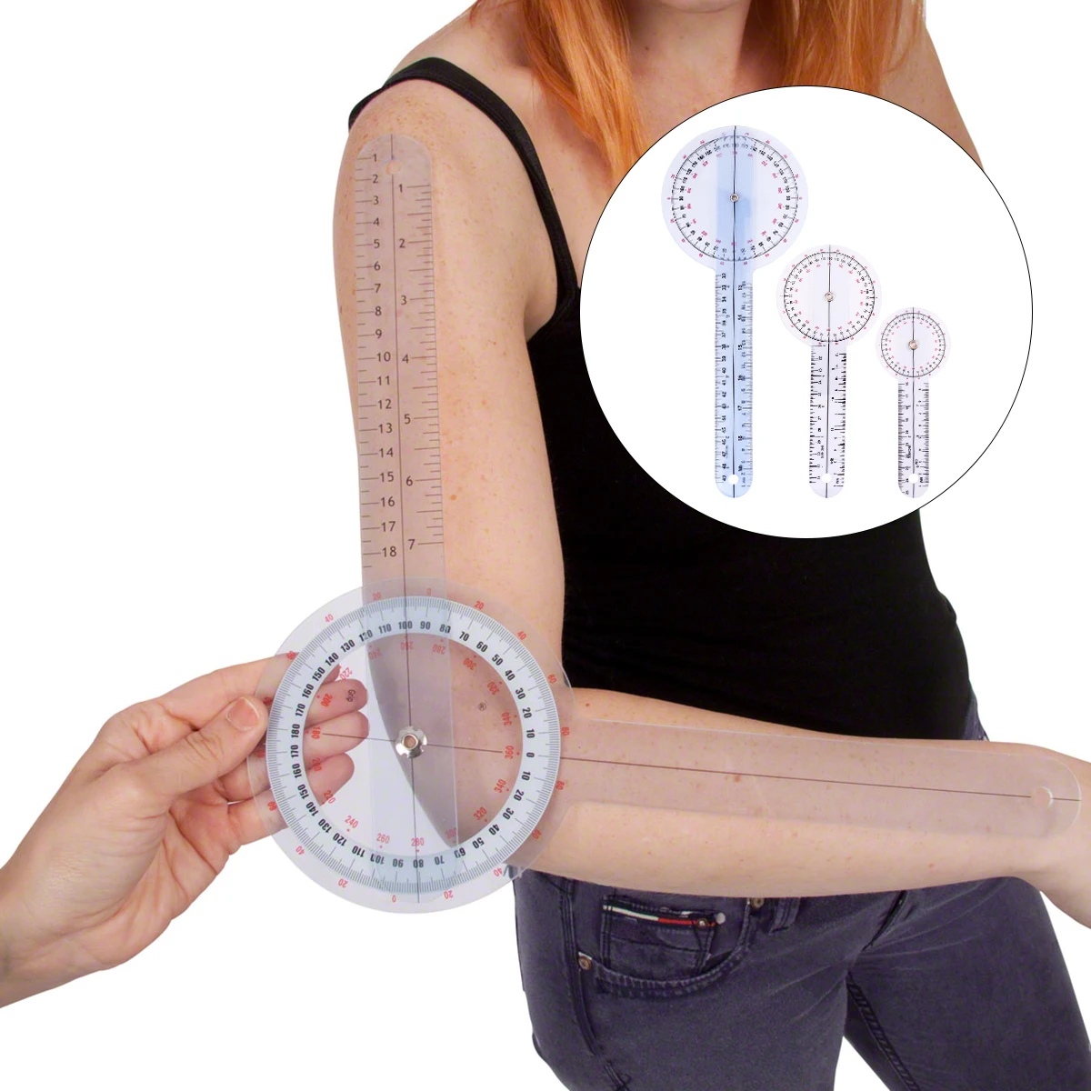 

Medical Ruler Set Goniometer Protractor 360 Degree Angle Finger Measuring Tool Plastic Durable Clear Numbers Doctor Use