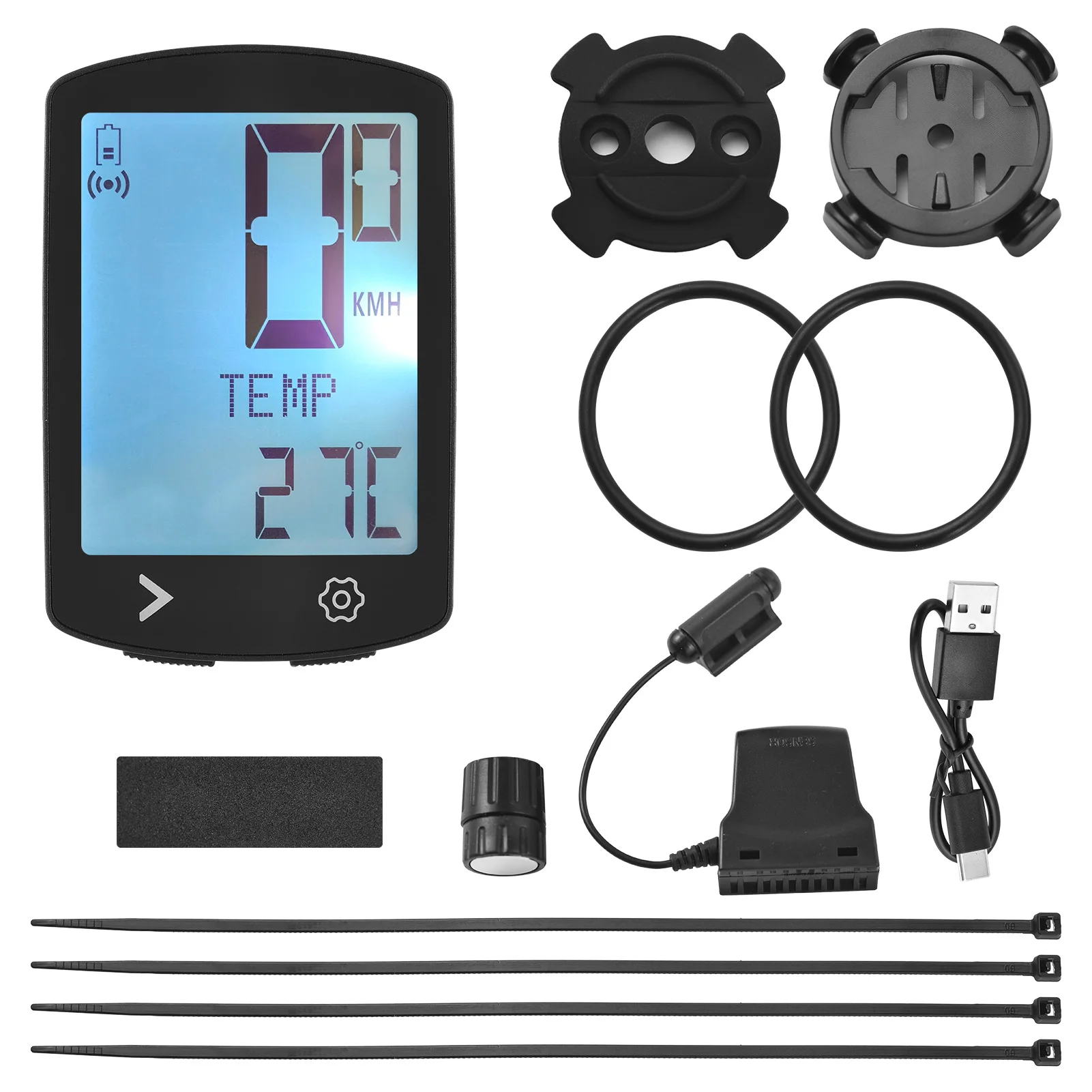 كمبيوتر لاسلكي للدراجة مزود بمنفذ USB قابل لإعادة الشحن ومتعدد الوظائف وشاشة عرض عالية الوضوح IPX6 وعداد مسافات الدراجة وعداد السرعة