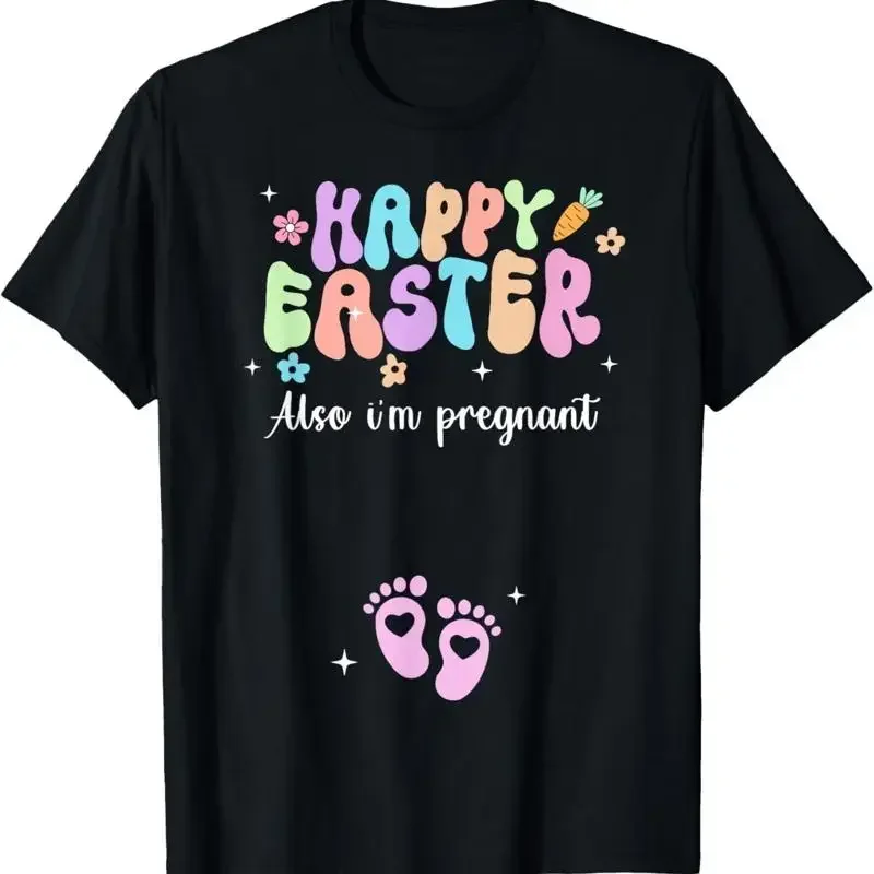 Happy Easter Pregnancy Baby Footprints Expecting Gender T Shirt