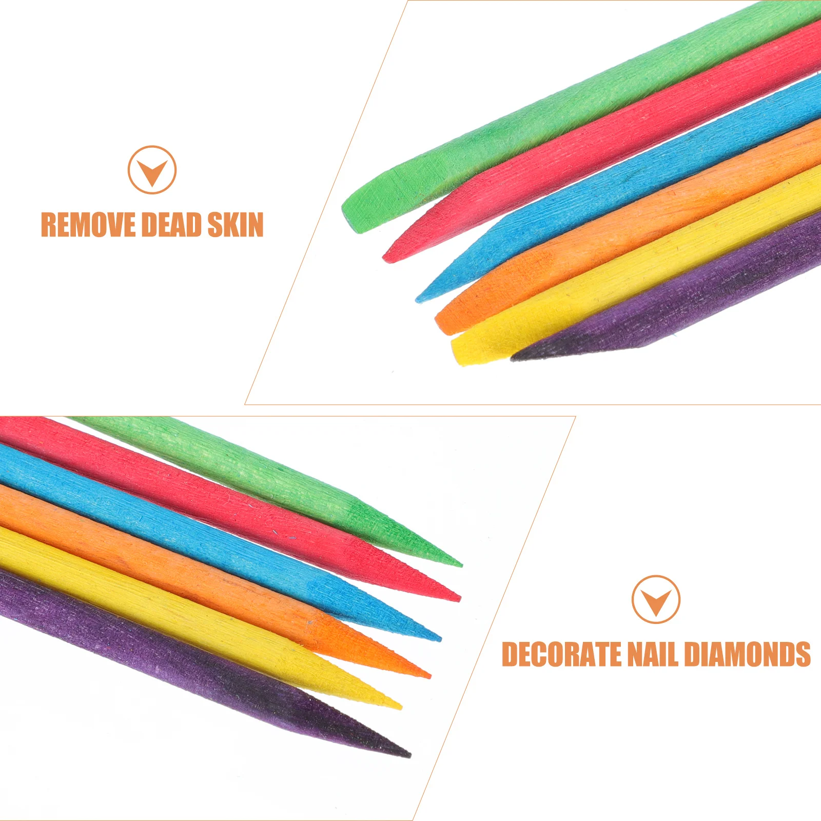 

Orange Stick Point Diamond Rod Nail Art Sticks 2 Packs Cleaning Basic Tool Dead Skin Push Birch DIY Manicure Supply Wooden Eco