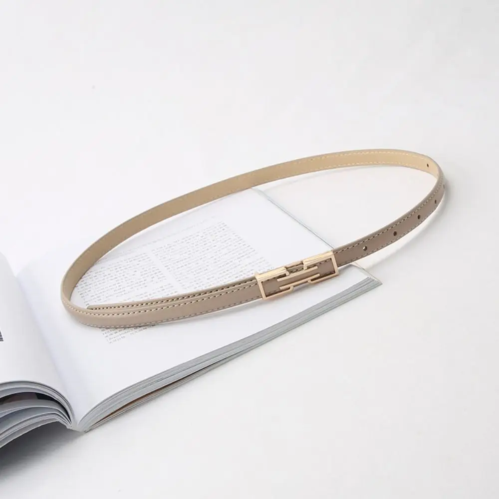 الكلاسيكية بلون المرأة رقيقة حزام بولي Leather جلد نحيل مشبك معدني حزام الخصر حزام فستان بحزام فستان الديكور #5