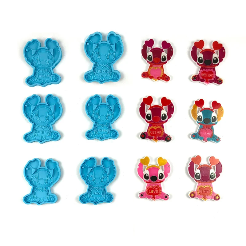 Stitch Cartoon Animation Keychain Glue Mold Diy Love Cute Stitch Key Pendant Silicone Mold Children's Toy Birthday Gift