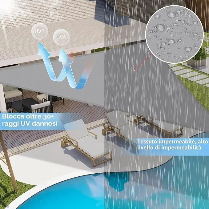 Dreieckige Markise, 3x3x3 Meter, Wasserdicht, UV-Blockierend, Ideal für Balkone, Gärten und Pools – Detail 2