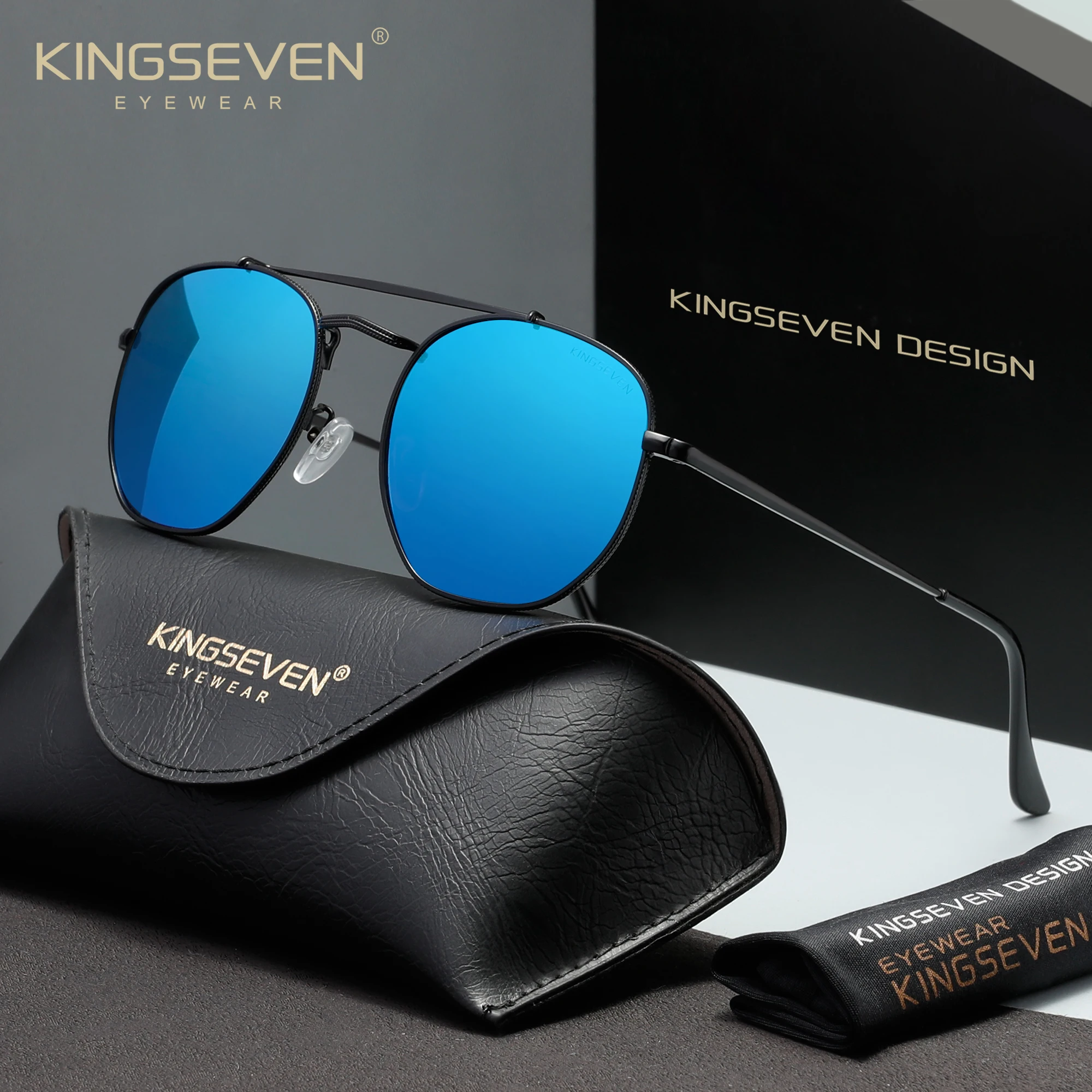 KINGSEVEN Retro Sonnenbrille für Damen und Herren, Polarisiert UV400, Fahrbrille, Modische Casual Vintage Trendy Eckige Brillengestelle